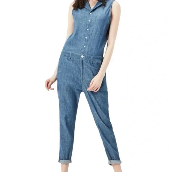 G-Star Raw Bronson Boyfriend Chambray Denim Sleeveless Jumpsuit Size Medium - Picture 1 of 10